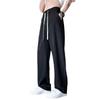 Calça longa fina de seda gelada de secagem rápida para outono masculina 2024 nova marca de moda calça casual masculina bonita de perna larga reta