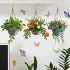 Adesivos de Parede de Plantas Verdes Transfronteiriças em Vasos Borboletas para Quarto, Sala de Estar, Parede de Fundo de Sofá, Decoração de Casa, Autoadesivo