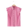Ropa Nueva de Mujer para Primavera 2026 de Aliexpress Transfronterizo Elegante y Sofisticada Camisa sin Mangas con Solapa y Manga Abullonada 8741083