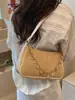 Bolso de hombro tejido minimalista estilo coreano, bolso de moda a la moda con bloques de color para llevar debajo del brazo, bolso de paja único y casual
