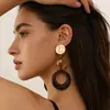 Pendientes Redondos de Resina Geométricos Exagerados para Mujer, Diseño Único y Sofisticado en Rojo Rosa Polvoriento, Pendientes de Círculo