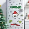 Adesivos de Decoração de Natal Grinch Transfronteiriços para Vidro PVC Autoadesivo Monstro Verde Desenho Animado Quarto das Crianças Adesivos de Parede Festivos