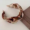 Faixa de Cabelo Tecido Tie-Dye Retrô Coreano com Grampo Larga Cruzada de Coroa Alta, Faixa de Cabelo Externa Elegante e Simples para Mulheres