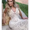 Deseo Vestido de Playa de Punto Hueco con Cuello en V Escotado a Media Pierna Nuevo para Mujer 2023 de Amazon Europeo y Americano Mujeres INS