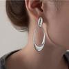 Anillo de Aguja de Plata Hong Kong Yan S925 Aretes Delgados Facetados Ovalados Mujeres 2024 Nueva Moda Aretes Coreanos de Industria Pesada