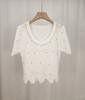 Estilo coreano artículos europeos temporada de verano nuevo dulce moda camiseta básica de mujer estilo extranjero tejido de punto moderno con cuentas de alta resistencia