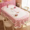 Fornecimento Exclusivo Transfronteiriço de Toalhas de Mesa Estilo Creme, Impermeável, à Prova de Óleo, Sem Lavagem, Luxo Leve, Sensação de Alta Qualidade, Toalha de Mesa Oval Rosa para Mesa de Centro, Feita Sob Medida