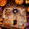 Set de Llaveros Lindos de Animales de Halloween: Cachorro, Gato, Conejo, Colgante Acrílico, Bruja, Momia, Fantasma