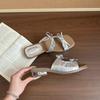 Nuevas Sandalias de Verano Estilo Coreano para Mujer, Zapatos de Playa con Lazos, Zapatillas Estilo Hada 2025 para Mujer, Zapatillas de Verano para Exterior con Tacón Grueso