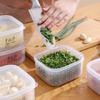 Caixa de armazenamento com dreno para cebola, gengibre e alho, caixa para manter cebola fresca na geladeira com tampa, caixa organizadora de alimentos para cozinha, fatias de carne de porco congeladas