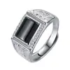 Kaiwei sobre anel masculino extraordinário e imponente de diamante negro nobre e elegante com ágata negra ônix anel masculino