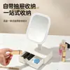 Espejo de escritorio para maquillaje, espejo cosmético LED, plegable y portátil, se puede apoyar en una mesa, con luces para iluminación suplementaria, espejo de oficina