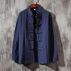 Camisa Masculina de Manga Longa Estilo Chinês Algodão Linho Tamanho Grande Gola Casual Estilo Retrô Casaco Tang Chinês Roupa Masculina de Linho