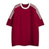 Camiseta de Manga Corta para Hombre con Tres Rayas, Camisa Publicitaria Versátil de Algodón Puro Resistente para Verano, Ropa de Media Manga Personalizable con Logo