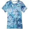 Atacado Europeu e Americano Transfronteiriço Mais Vendido Impressão Digital 3D Cubo de Gelo Frio Efeito Tridimensional Camiseta Casual de Manga Curta de Verão para Crianças