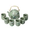 Juego de Té Kung Fu de Cerámica para el Hogar Sencillo Moderno Tetera de Flores Filtro Juego de Té para Té Negro Taza de Té 6 Piezas Grandes