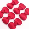 Lazo de tela relleno de algodón rojo con hebilla tridimensional de satén, accesorio para el cabello DIY, material para caja de regalo, decoración navideña