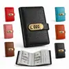 Tarjetero de gran capacidad con cerradura de combinación y múltiples ranuras para tarjetas bancarias y de crédito, un tarjetero de piel sintética estilo business y un clip para tarjetas anti-pérdida