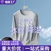 Camiseta de Hielo de Seda de Otoño, Moderna y Versátil, Malla de Secado Rápido, Casual, Sin Marca, Estilo Japonés, Nuevo Modelo de Manga Larga para Hombre