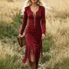 Estación independiente de Amazon de talla europea y americana transfronteriza vestido vintage western de vaquera ajustado de manga larga con flecos