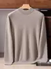 Suéter de Cashmere 100% Puro de Luxo para Homens, Fio Floral, Gola Semi-Alta, Casual de Negócios, Tricô de Caimento Solto, Camisa de Base