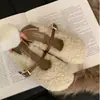 Zapatos de pelo de moda versátiles estilo hada para mujer, ropa exterior, invierno 2026, nuevos, suaves, de suela plana, forrados de felpa, zapatos Mary Jane