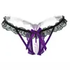 Calcinha Feminina Sexy com Design Vazado e Massagem com Pérolas, Tanga de Tentação com Abertura na Virilha, Não Precisa Remover para Relação Sexual 2167