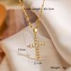 Collar con colgante de cruz de circonita bañada en oro y cobre ligero de moda europea y americana antigua australiana, cadena de clavícula con nicho INS para mujer, nuevo