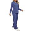 Amazon Europeo y Americano suelto simple color liso casual traje mujer otoño nuevo textura cordón ropa de casa mujer