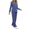 Traje Casual Holgado Simple de Color Sólido Estilo Europeo y Americano para Mujer 2026, Ropa de Casa Texturizada con Cordón para Mujer de Otoño