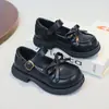 Zapatos Negros de Cuero para Niñas 2026 Primavera Nuevos Estilo Universitario de Celebridad de Internet Zapatos de Princesa Bailarinas de Moda con Lazo