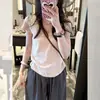 Camiseta Rosa de Manga Corta con Cuello en V para Mujer 2026, Top Corto de Algodón de Bambú Delgado para Adelgazar en Verano