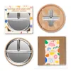Plato de Cena Popular de Acero Inoxidable de Amazon con Ventosa de Silicona Antideslizante Aislado Plato de Suplemento Alimenticio para Niños Plato Compartimentado 304