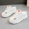 W3650 Nueva Mediaslipper para Mujer Verano 2024 Calados que Aumentan la Altura Zapatos Blancos de Suela Gruesa Zapatos Casuales Sandalias Transpirables para Mujer