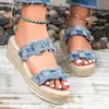Sandalias de Plataforma con Cuña Estilo Europeo y Americano Nuevas de Verano 2026 para Mujer Tallas Grandes Transfronterizas con Diseño Tejido para Uso Exterior en la Playa