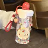 Copo Flutuante de Canudo Desenho Animado Fofo Grande Capacidade Separação de Chá e Água Portátil Estudante Copo de Água de Plástico Alta Aparência Copo com Infusor de Chá
