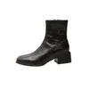 Novas Botas Martin de Couro Versáteis para Outono e Inverno para Mulheres, Botas Slim, Botas Curtas Casuais Retrô de Salto Grosso para Mulheres, Estilo Britânico