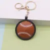 Llavero creativo nuevo de cuero PU de béisbol, colgante para bolso deportivo de mujer de cuero PU estilo europeo y americano, venta al por mayor de fábrica