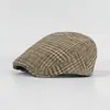 Chapéu de Lã Xadrez Pied-de-Poule Retro Britânico Novo para Frente Moda de Rua ao Ar Livre Personalidade Boina