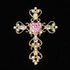 Accesorios de aleación con cruz de diamante rosa incrustada en diamantes, material de belleza para funda de teléfono, accesorios de decoración para salida de aire de coche, hebilla