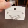 Set de Pendientes de Tres Piezas Estilo Chanel Cruz de Diamantes Completos Versátil de Lujo Ligero Exquisito Estilo Francés, Pendientes Elegantes y de Moda para Mujer