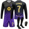 2627 Camiseta de fútbol de manga larga de visitante del nuevo Barcelona de Rodri, negra y morada, número 10, Yamal, Messi