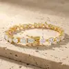Pulsera de Tenis Irregular de Plata S925 Totalmente Incrustada con Moissanita, Estilo de Noche Lujoso, Joyería Más Vendida, Transfronteriza Europea y Americana, Nueva