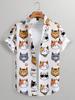 Estación Independiente de Amazon Transfronteriza Tk Popular Camisa de Solapa Estampado 3D de Gato Camisa Hawaiana para Hombre Una Pieza Envío Directo
