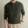 Yingao Suéter Masculino Meio Zíper Outono e Inverno Novo Gola Alta Meio Quente Estilo Old Money Atacado Cor Sólida Malha Transfronteiriça
