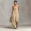 Macacão Tubinho Strapless Simples de Mistura de Algodão e Linho Nova Coleção Primavera/Verão 2026 de Marca Independente Europeia e Americana