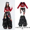 Figurino de jazz para meninas, roupa legal e estilosa para performance de rua, top moderno de jazz infantil, conjunto de performance de street dance