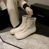 Botas super elásticas para mujer, de tacón bajo, ajustadas, nuevo estilo otoño/invierno, diseño coreano, punta redonda, cremallera lateral, talla grande, botines elásticos para mujer