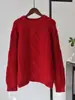 Otoño e Invierno Nuevo Cuello Redondo Retro Cuadros Tejido de Punto Trenzado Suéter Estilo Coreano Holgado Estilo Perezoso Prenda de Punto Superior Ropa de Mujer