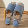Pantuflas de Lino para Mujer Primavera y Otoño Hogar Interior Algodón y Lino Hogar Verano Pareja Silencioso Antideslizante Tela Zapatillas de Madera para Hombre